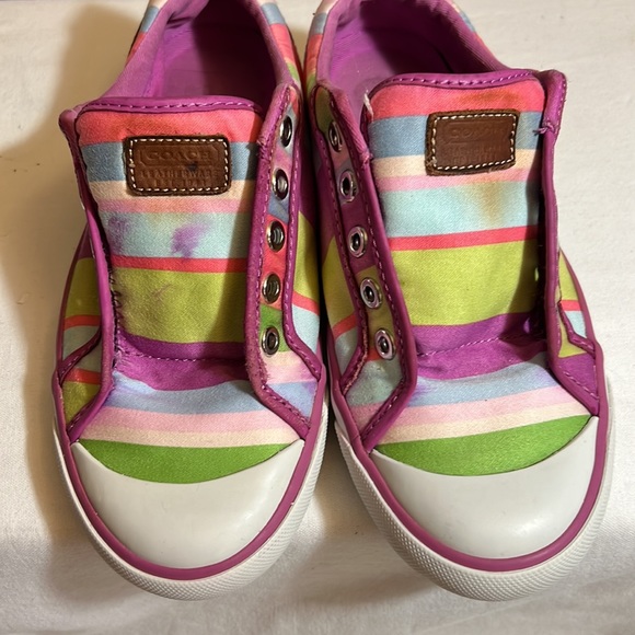 COACH SIGNATURE Women's Barrett Multi Stripes “Rainbow” Sneakers Size 6.5 B - Picture 3 of 10